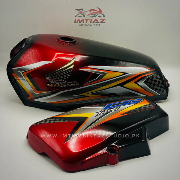 2025 Fade Red Sticker | CG 125 | Genuine Customized With Flexible Sidecovers